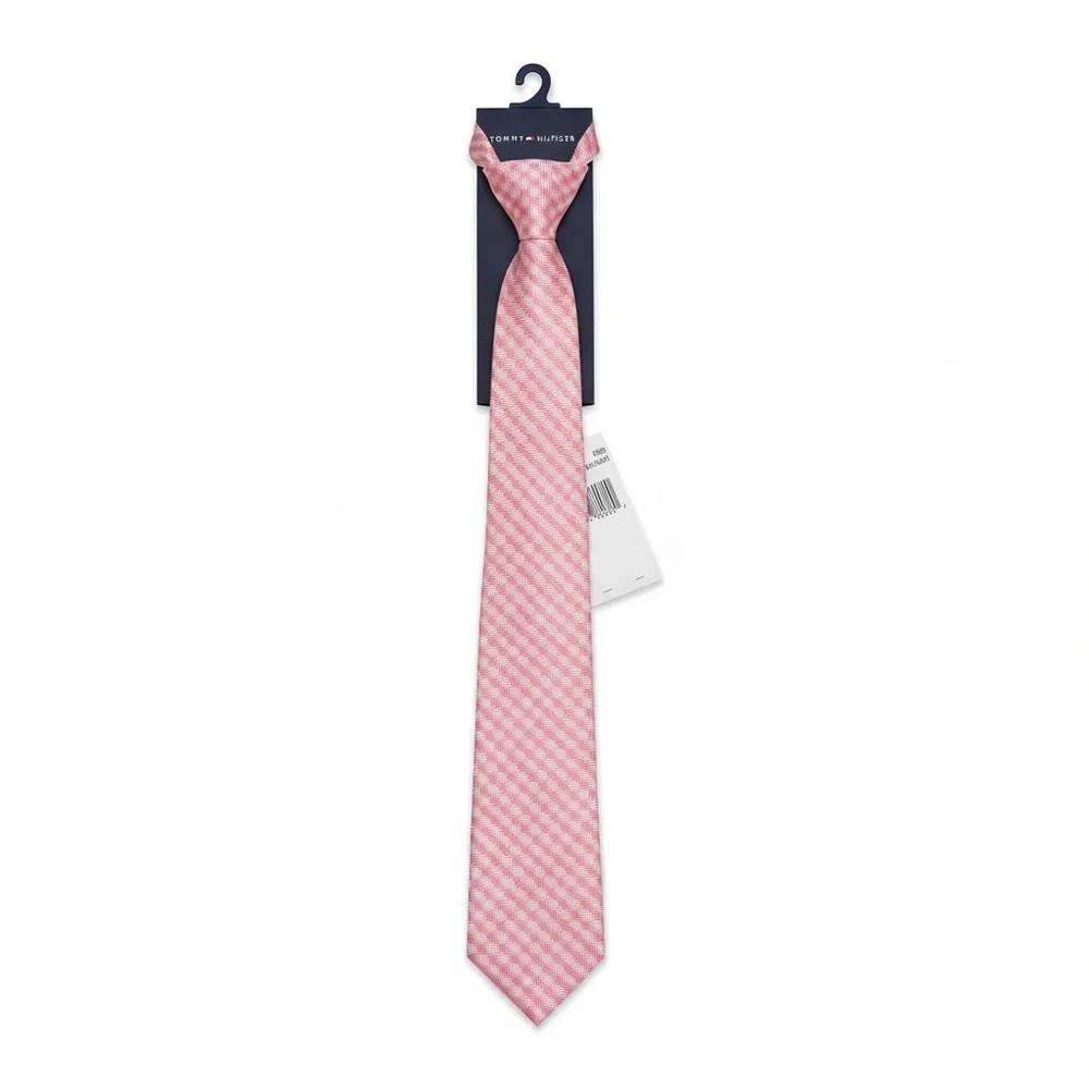 NWT Tommy Hilfiger Boys Pink Gingham Zipper Tie Easter Spring Summer‎ Wedding